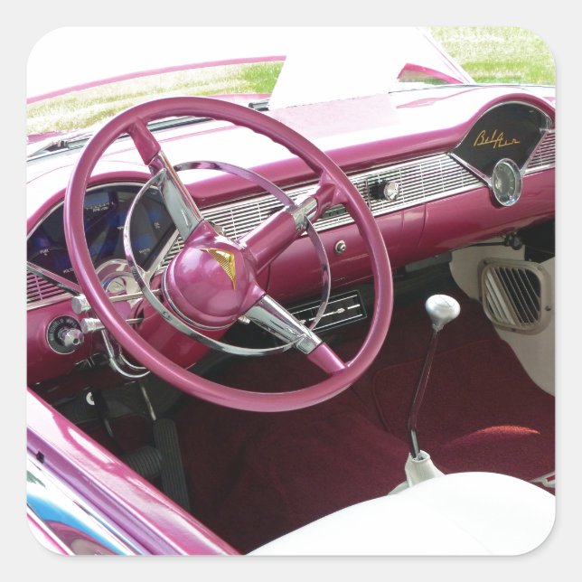 Purple Chevy Bel Air Square Sticker (Front)