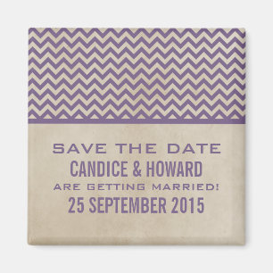 Purple Chic Chevron Save the Date Magnet