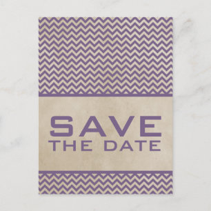 Purple Chic Chevron Save the Date Postcard