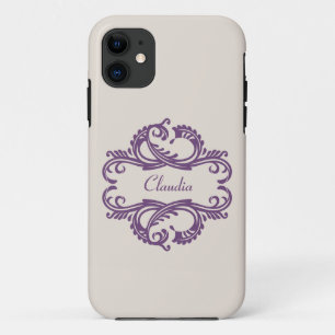 Purple Chic Damask BT iPhone 5 Case
