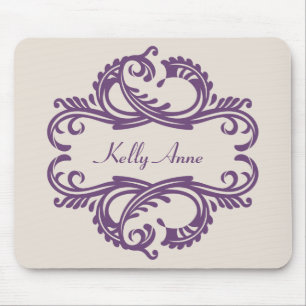 Purple Chic Damask Mousepad