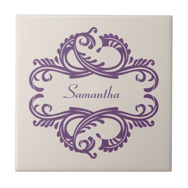 Purple Chic Damask Tile (Front)