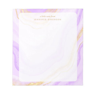 Purple Chic Glam Faux Glitter Marble w/ Name Notepad