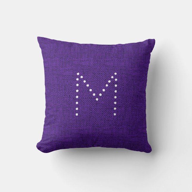 Purple Chic Linen Fabric Monogram Personalised Cushion (Front)