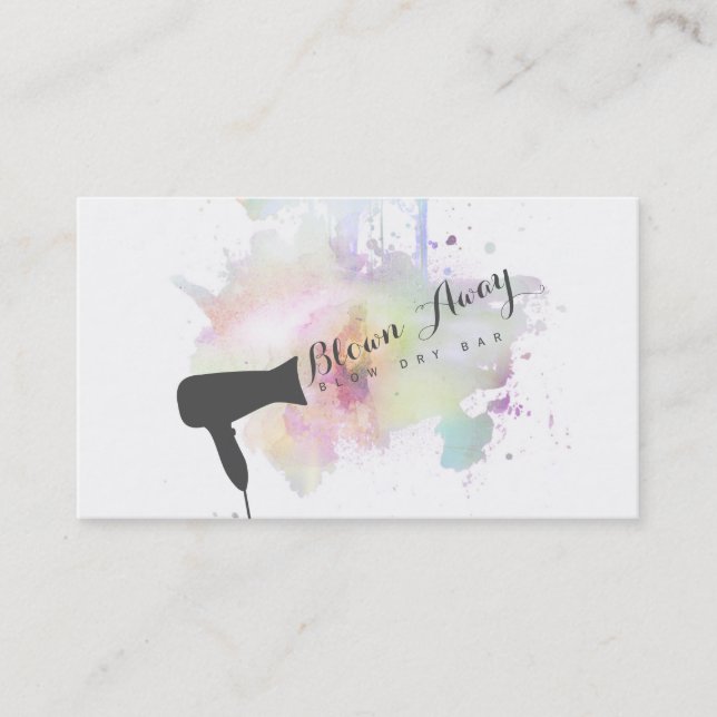 purple chic modern blow dry bar hairstylist grunge business card (Front)