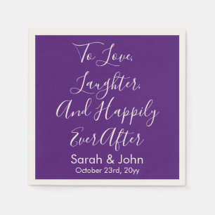 Purple Chic Personalised Script Wedding Reception Napkin