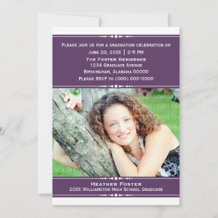 Purple Chic Photo Graduation Invite