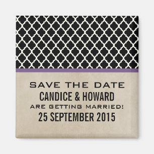 Purple Chic Quatrefoil Save the Date Magnet