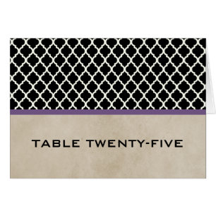 Purple Chic Quatrefoil Table Number Card