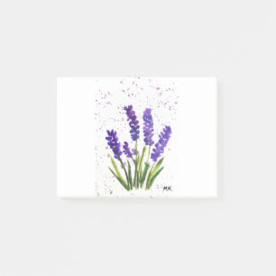 Purple chic rustic watercolor floral lavender post-it notes