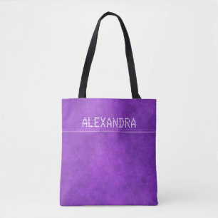 Purple Chic Seamed Leather Name Personalised Tote Bag