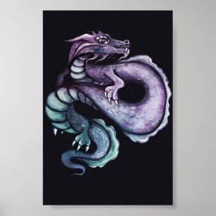 Purple Chinese Dragon Art  Poster