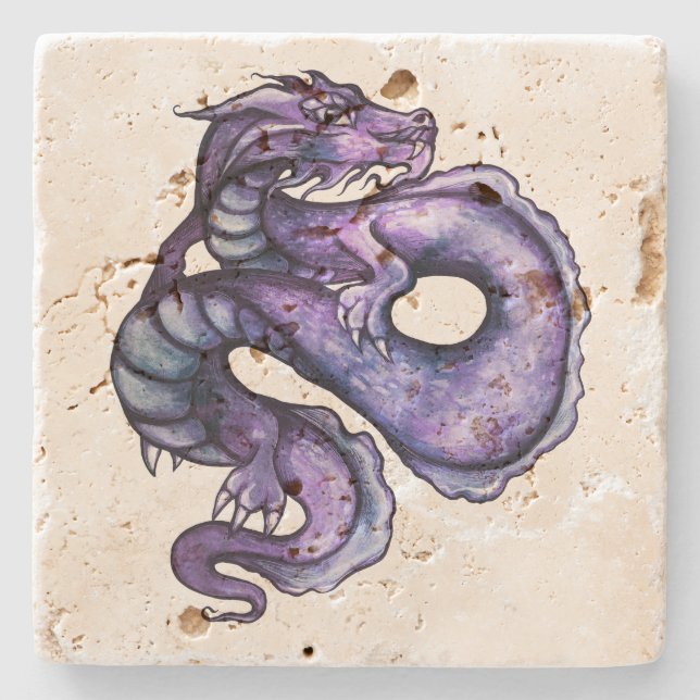 Purple Chinese Dragon Art                          Stone Coaster (Front)