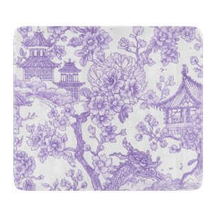 Purple Chinoiserie Toile Dragon Cherry Blossom Cutting Board