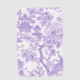 Purple Chinoiserie Toile Dragon Cherry Blossom Golf Towel