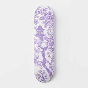 Purple Chinoiserie Toile Dragon Cherry Blossom Skateboard