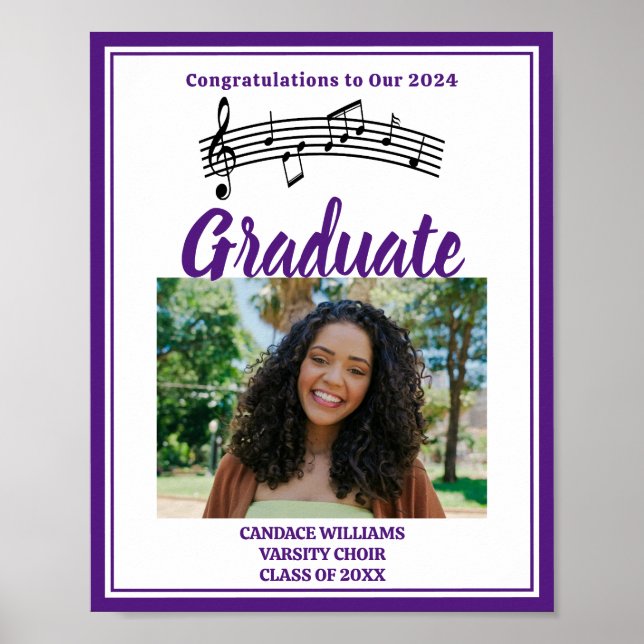 Purple Choir Photo High School Graduation Party Poster (Front)