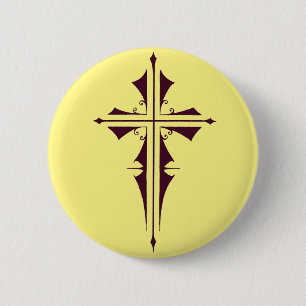 Purple Christian Cross 6 Cm Round Badge