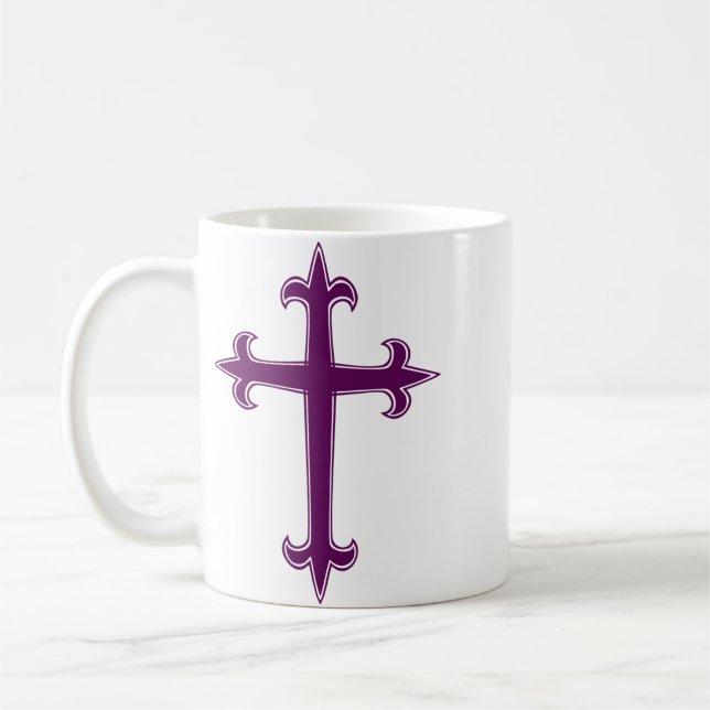 Purple Christian Cross Coffee Mug (Left)