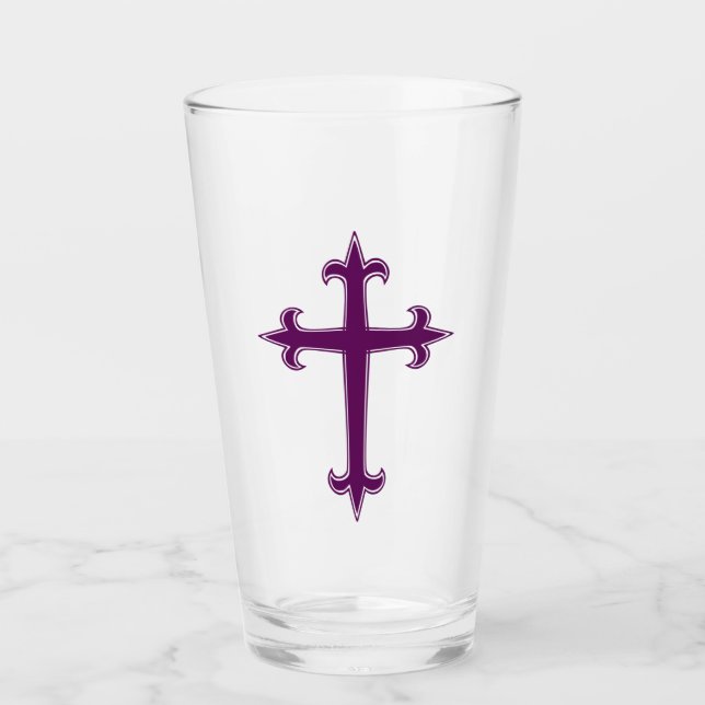 Purple Christian Cross Glass (Front)