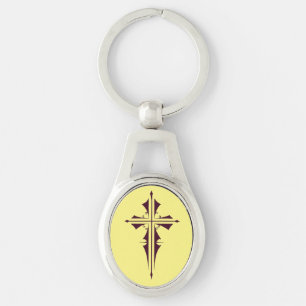 Purple Christian Cross Key Ring