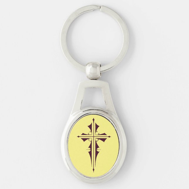 Purple Christian Cross Key Ring (Front)