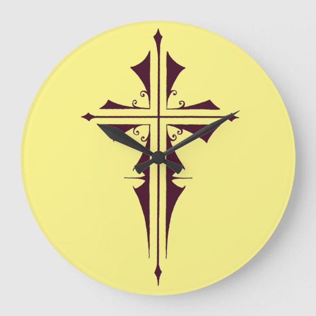 Purple Christian Cross Large Clock (Front)