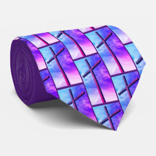 Purple Christian CROSS Monogram Tie