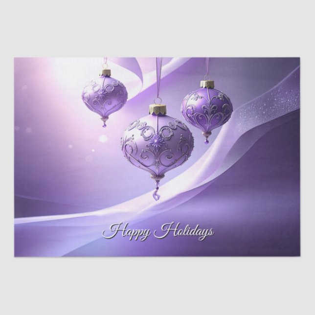 Purple Christmas Ball Holiday Tissue Paper (Front)