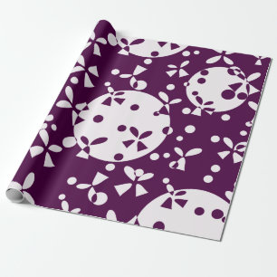 Purple Christmas Bells Holiday Pattern Wrapping Paper
