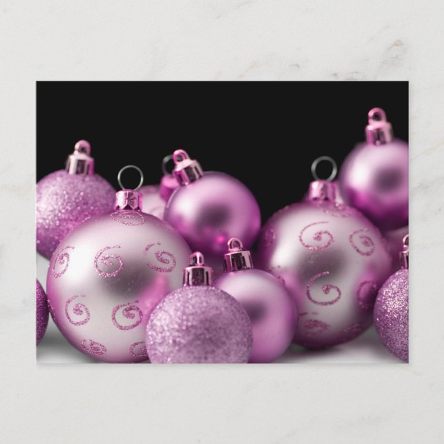 Purple Christmas Bulbs Holiday Postcard (Front)