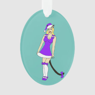 Purple Christmas catgirl Ornament