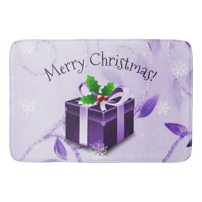 Purple Christmas Gift Bath Mat (Front)