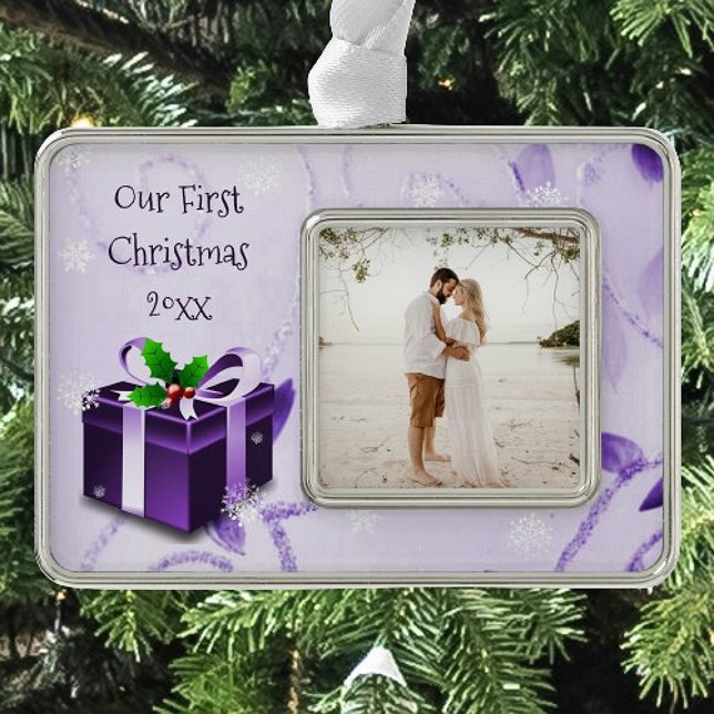 Purple Christmas Gift Framed Ornament (Purple Christmas Gift Framed Ornament)