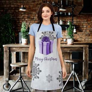 Purple Christmas Gift Holiday Apron