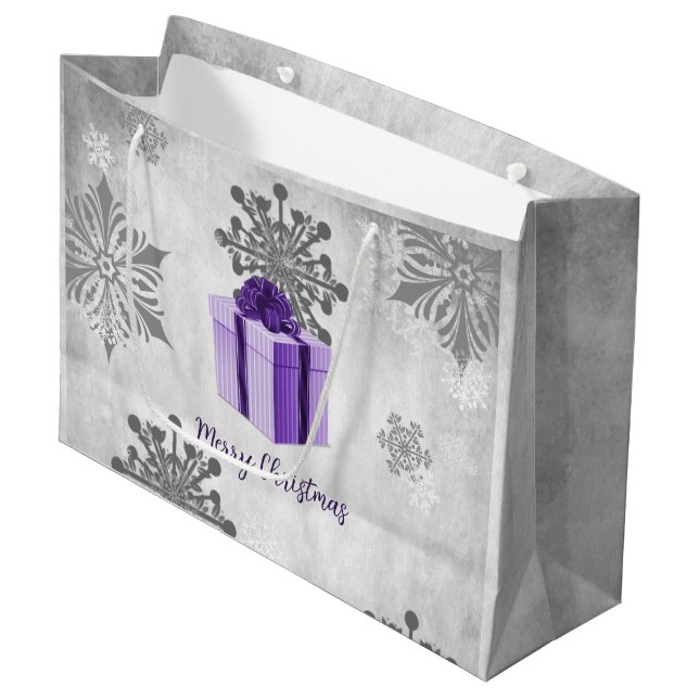 Purple Christmas Gift Holiday Gift Bag (Front Angled)