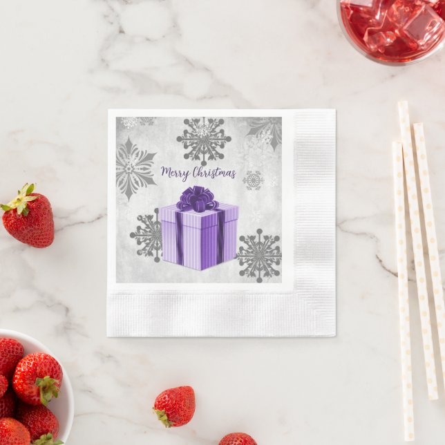 Purple Christmas Gift Paper Napkin (Insitu)