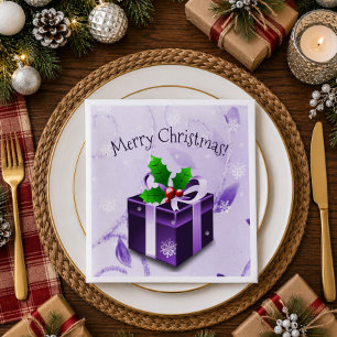 Purple Christmas Gift Paper Napkin