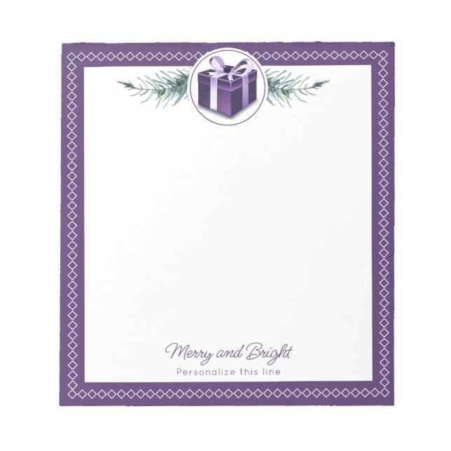 Purple Christmas Gift Personalised Notepad (Front)