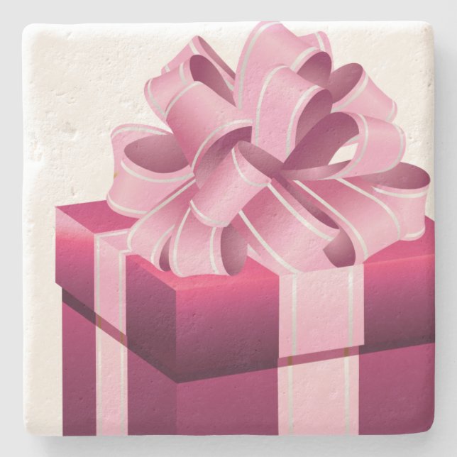 Purple Christmas Gift Pink Ribbon Stone Coaster (Front)