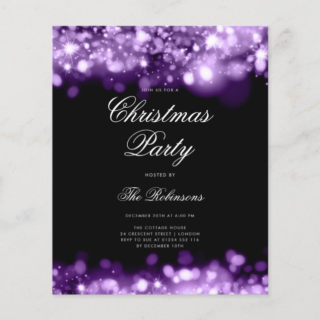 Purple Christmas Lights Invite Program & Menu (Front)