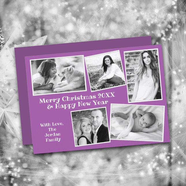 Purple Christmas Multi-photo Holiday Card (Creator Uploaded)