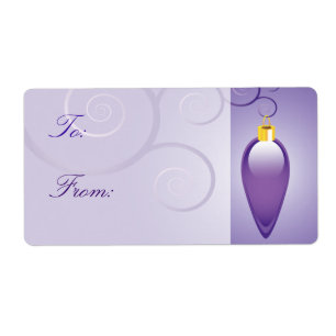Purple Christmas Ornament Gift Labels