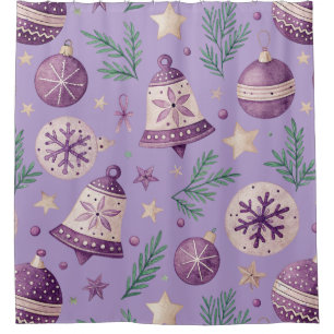 Purple Christmas Ornament Shower Curtain – Festive