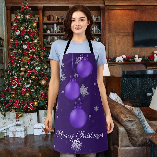 Purple Christmas Ornaments Apron (Purple Christmas Ornaments Apron)