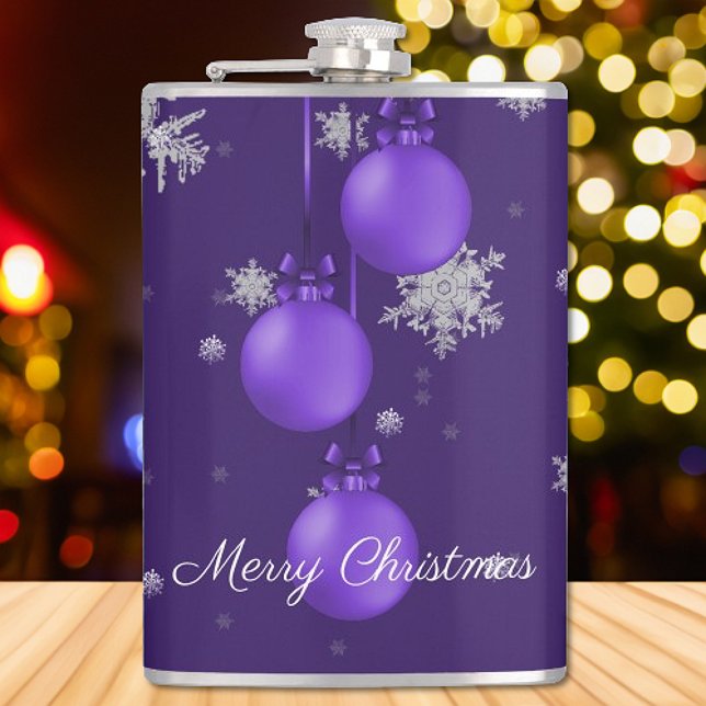 Purple Christmas Ornaments Holiday Flask (Purple Christmas Ornaments Holiday Flask)