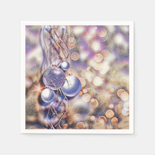 Purple Christmas ornaments watercolor  Napkin