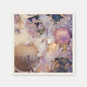 Purple Christmas ornaments watercolor  Napkin