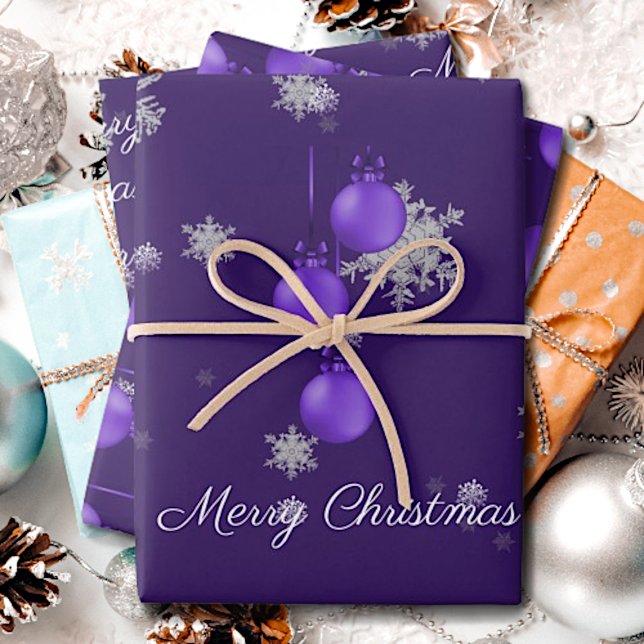 Purple Christmas Ornaments Wrapping Paper Sheets (Purple Christmas Ornaments Wrapping Paper Sheets)