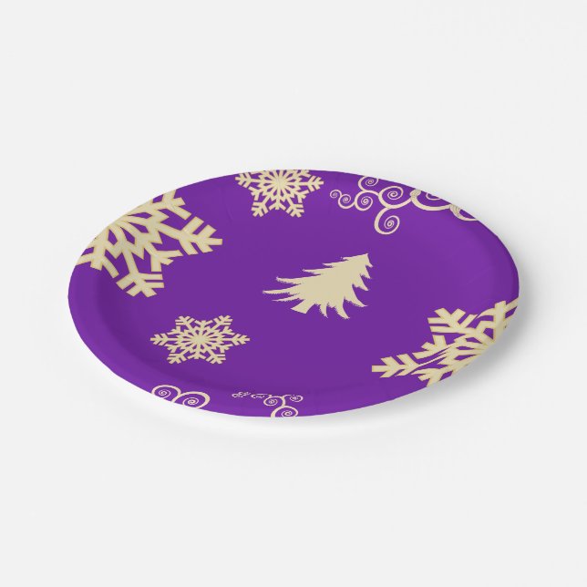 Purple Christmas Paper Plate (Angled)